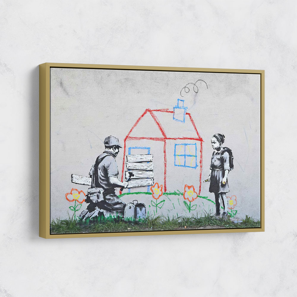 Framed-Canvas-Gold-Banksy-